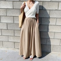 TQ 여자 린넨 와이드 밴딩 팬츠 치마바지 TQ0383