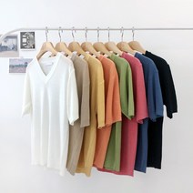 커밍투유 1+1 여성 브이넥 루즈핏 반팔 니트 8컬러