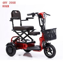 삼륜오토바이 삼륜전기오토바이 노인자동차10 인치 전기 스쿠터 세발 자전거 팔걸이 세 바퀴 350W 48V 휴대, 09 Red 20AH 80KM