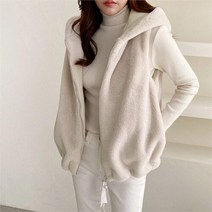 셀러허브 여성패션 [코지] 여자 래빗 부드러운 퍼 후드자켓 베스트 조끼