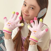 레인보우 토끼 터치 장갑 학생 스마트폰 장갑 겨울 니트장갑