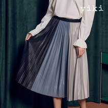 비키 ★21 신상★ 배색 롱 플리츠 스커트 (TDSAI2301)