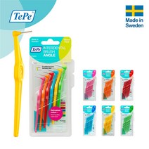 TePe 테페 치간칫솔 ㄱ자형 앵글 6개입 0.4~0.8mm, 오렌지 0.45mm
