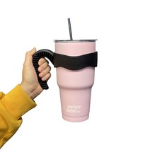 다퍼남 냉보온 대용량 텀블러 900ml + 손잡이 + 빨대 + 방수뚜껑, 핑크