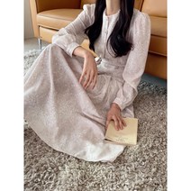 Our 라운드 진주단추 청순 주름 엘리아 원피스