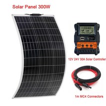 태양광인버터 태양열 발전기 충전기 300W 태양 전지 패널 18V PET 유연한 시스템 키트 RV 자동차 배터리 충, 03 300W 30A Controller