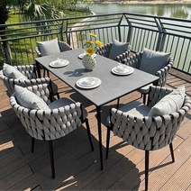 테라스 전원주택 정원 카페 펜션 야외테이블 의자세트, B형 수입 암판 확대 테이블1.8m