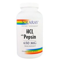Solaray Pepsin 솔라레이 HCL 펩신 650mg 250캡슐