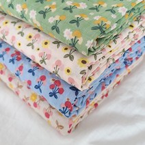 자그마한가게 체리플라워 4color 코튼 원단, 그린