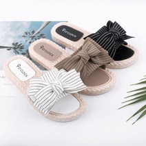 에스큐에스샵 스트라이프 리본 슬리퍼 여성슬리퍼 여름 패션슬리퍼 - ML-프리티리본