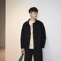 일본 유행 브랜드 가을 새로운 원시 가장자리 재킷 홍콩 스타일 캐주얼 느슨한 툴링 재킷 성격 잘 생긴 남자 탑