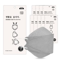 티엑스마스크 올림생활 KF94 마스크 3단접이 대형, 10개, 그레이, 5매입