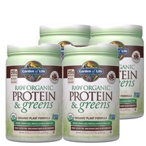 Garden of Life Organic Protein Greens Chocolate 가든오브라이프 초콜릿 단백질 프로틴 파우더 단백질 녹색 채소 21.51oz 610g 1팩, 4팩