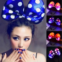 야광 땡땡이 머리띠 왕리본머리띠 콘서트 용품[직수입업체], 혼합