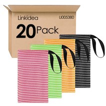Linkidea 20팩 나일론 각질 제거 메시 비누 가방 벌크 팩 도매 멀티 바 세이버 파우치 드로스트링 포함 목욕 샤워용 바디 스크러버 포켓 홀더 USA 미국, 20 Packs