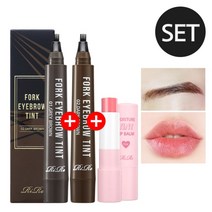 리르 포크 타투아이브로우 (2개+틴트립밤), 포크_다크브라운+포크_그레이블랙+립밤랜덤, 1세트