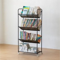 북카트 트롤리 이동식책꽂이 바퀴달린책장 북트레일러 북트럭 철제, 블랙4단