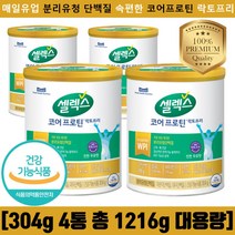 NEW 매일유업 속편한 셀렉스 코어프로틴 락토프리 분리유청 단백질 칼슘 비타민D 덴마크 원료 식약처인증 아연 마그네슘 우유맛 고단백, [총 1216g], 304g, 4개