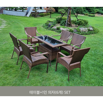티제이퍼니처 RJ134 라탄 직사각 테이블세트 야외 의자세트 야외테이블세트 테라스테이블 커피숍테이불세트 인테리엍[이블, 테이블+의자형6개