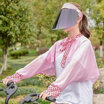 도트 자외선차단썬캡 핑크 UV차단 썬캡모자