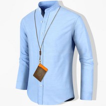 남성 옥스포드 셔츠 블루 헨리넥 차이나카라 셔츠 남방 정장 와이셔츠 빅사이즈 95~130