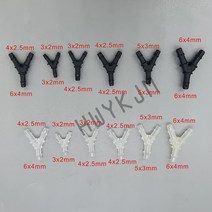 20PCS 프린터 Y 모양 잉크 튜브 커넥터 3*2MM 5*3MM 6*4MM UV 파이프 호스 대형 플로터용 플라스틱 흰색 검정색, White 4X2.5mmto3X2mm