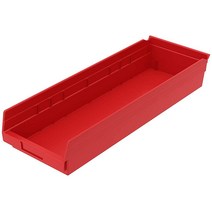 Akro-Mils 30184 플라스틱 중첩 선반 상자 61cm x 20.3cm 10.2cm 블루 6팩 473675, Red