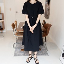 p124 리코원피스 바스락 스트링 반팔롱원피스 -77사이즈 3칼라