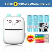 가장 저렴한 미니 휴대용 열전 사 프린터 무선 블루투스 안드로이드 IOS 2 색 Impresora Termica Maker Machine with Pape, 26 BL add 10Sticker
