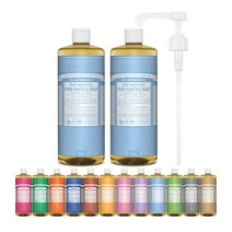 닥터브로너스 캐스틸 솝 950ml 2개 + 전용펌프 1개, 페퍼민트 950ml 2개