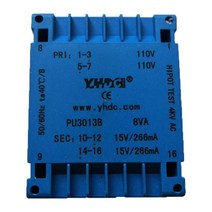 전장부품 PU3013B 8VA 2*115V 2*12V PU 시리즈 플랫 타입 절연 30 년 제조업체 이중 캡슐화 변압기 PCB 용, 한개옵션0