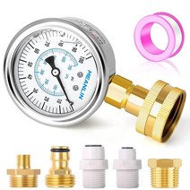 MEANLIN MEASURE 0~150Psi 스테인리스 스틸 프레임 1.9cm(3/4인치) 암 6.4cm(2.5인치) 페이스 다이얼 액체 충전 압력 게이지 WOG 워터 오일 가스, 0-100Psi Kit (Liquid Filled)