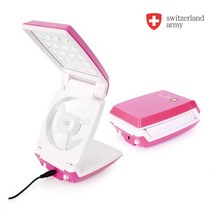 스위칠랜드아미 휴대용 LED 폴딩팬 선풍기 탁상용 독서등 스탠드, 핑크, SAE-SF2050