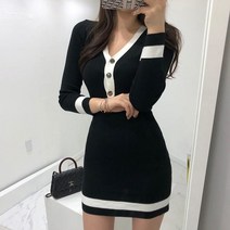 베이시코 / co코 V넥 스티치 배색 미니원피스