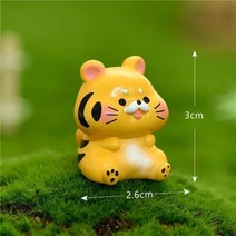 수제작 12간지 동물 미니어처 피규어 애착 인형 자동차 책상 화분 정원 장식, C.호랑이