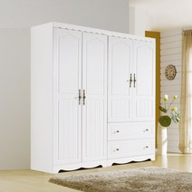 솜씨방가구 아이린 1600옷장세트 긴문장1+투서랍장1, 화이트(물결) 기본형 이불장1+투서랍장1