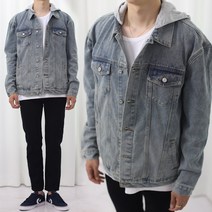 남자 후드 청 자켓 캐주얼 데님 봄 가을 아우터
