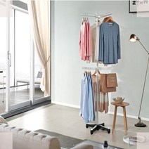 국산 프리미엄 공간활용 스텐드형 트리플 M 회전 날개 행거 아이보리 원룸 자취생 옷걸이, 블랙