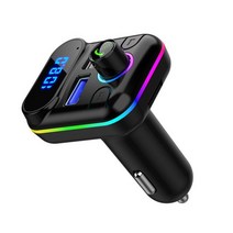 차량용 블루투스 리시버 fm 변조기 자동차 무선 핸즈프리 오디오 수신기 자동차 mp3 플레이어 듀얼 usb 고속 충전기 자동차 전자 액세서리카팩, fm 송신기