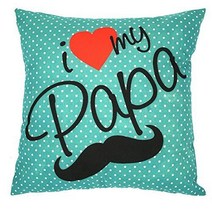 MOCOFO Best Gift for Dad Sweet Sayings I Love PAPA Beard and Heart Cotton Linen Decorative Blue Dot, 1