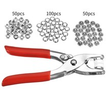 스냅 단추펜치 똑딱착 세트 펜치가 있는 금속 패스너 키트 버튼 도구 의류용 DIY 공예 재봉 액세서리 100 개 200, [08] H