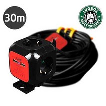 [KT알파쇼핑]러그 LUG-KSG-04U 30M 2포트USB 멀티탭4구 연장선 블랙 공간절약형 이지콕플러그, 상세페이지참조, LUG-KSG-04U 멀티콘센트 연장선 블랙 30M