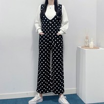 매일리룩 여성 도트 땡땡이 점프수트 팬츠