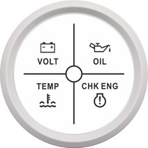 유면계 유량계 52mm 알람 게이지 미터 볼트/오일/수온/체크 엔진 표시기 4 LED 알람 표시기 게이지 백라이, 02 800-20052