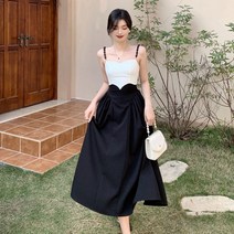 블랙 앤 화이트 나시 원피스