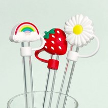 실리콘 빨대 마개 텀블러 구멍 캡 스트로우 덮개, 4-빨대마개-무지개