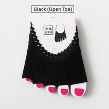 발가락 교정 양말 4pcs 2pairs 레이스 다섯 손가락 분리기 앞발 절반 하이힐 보이지 않는 발 교정기 패드 수호자 정형 도구, Black(Open Toe)