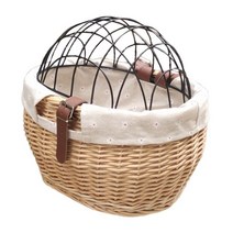 고양이 개 자전거 앞 핸들 바 바구니 Handwoven 고리 버들 애완 동물 좌석 MTB 도로 자전거 바구니 애완 동물 고양이 개 캐리어 사이클링 액세서리, 03