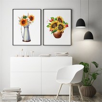셀러허브 감성 수채화 해바라기 그림 액자 No21 31 프레임 20호, 28번／20호53x73cm(프레임액자검정)