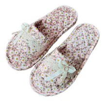 층간소음 방지 발편한 푹신한 플로어 꽃무늬 면 거실 실내화 퀼트 어린이집 교사 슬리퍼 쿠션 거실화, 핑크, 1개